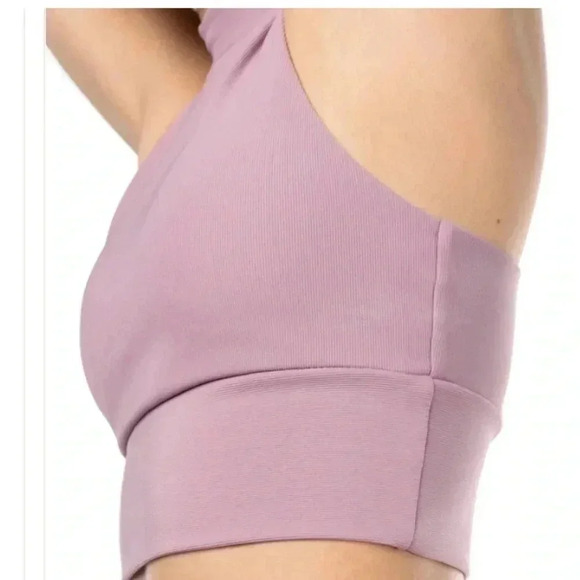 Kyodan pink ribbed mock crop sports bra size P/S - Picture 2 of 7